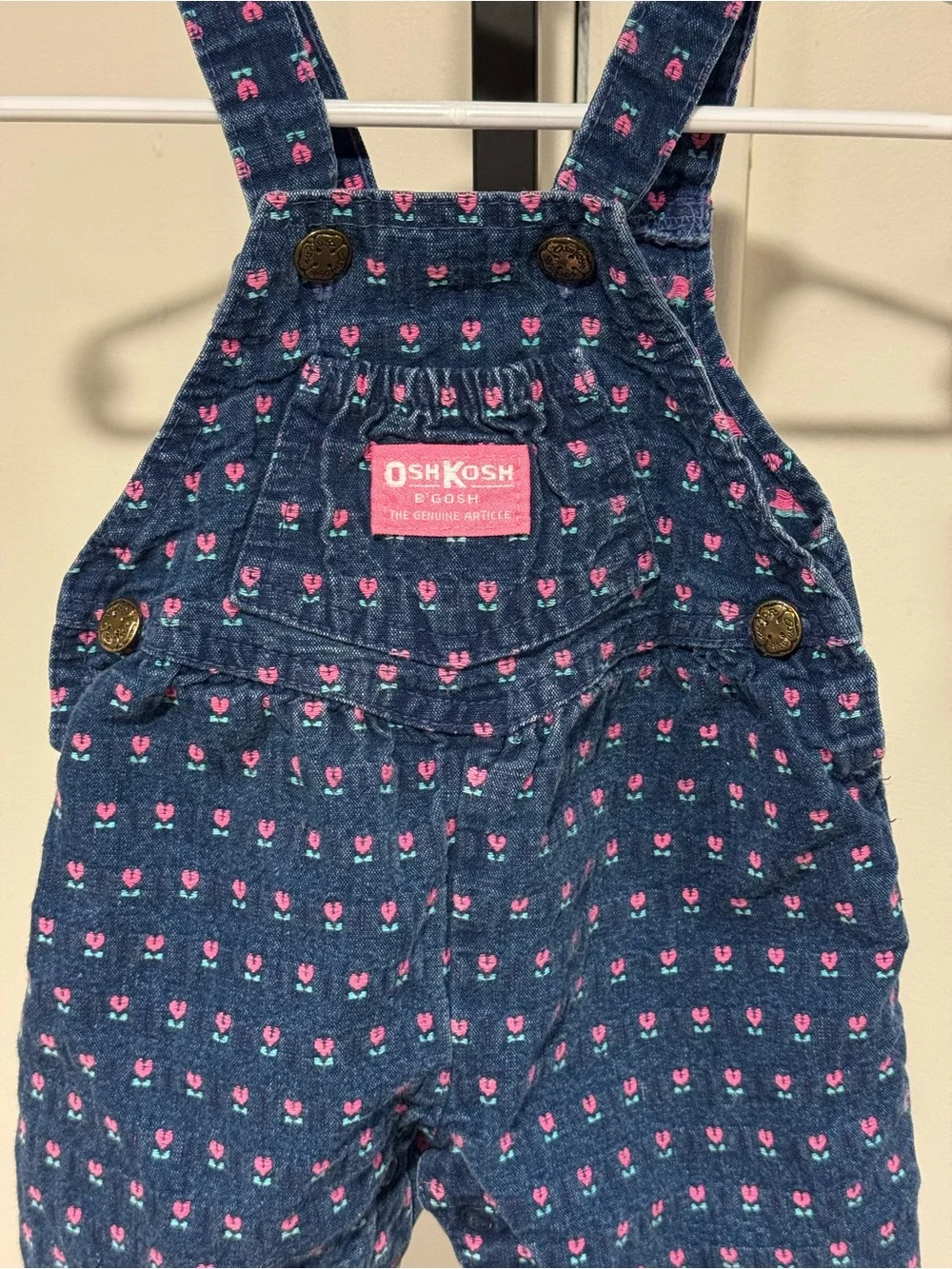 OshKosh B'gosh Fenim Floral Baby Overalls Infant Vintage 6-9mo